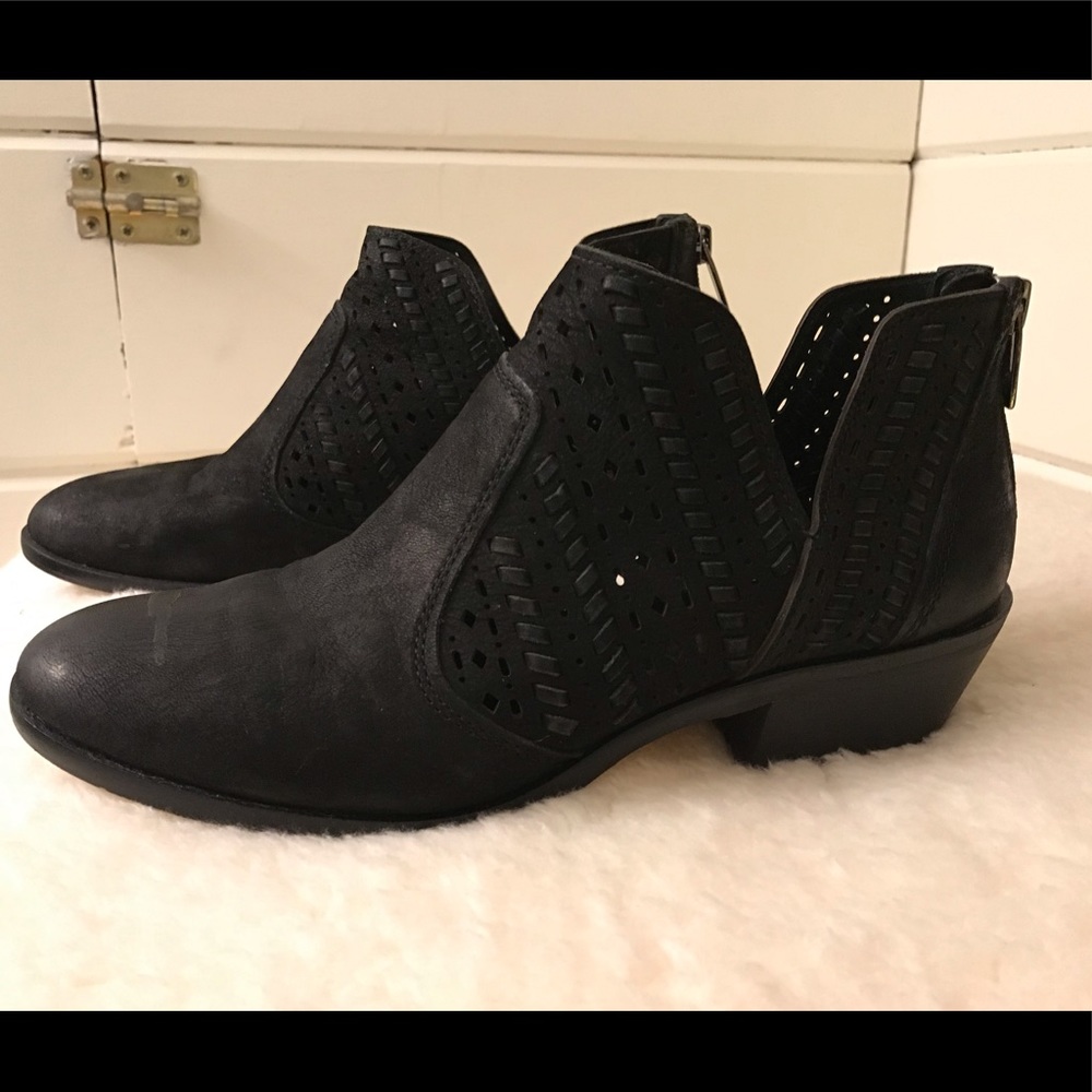 Vince Camuto Black Booties with Laser Cutouts!